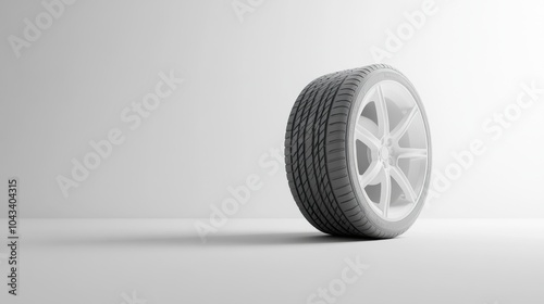 Wallpaper Mural Single car tire with a white rim on a white background. Torontodigital.ca