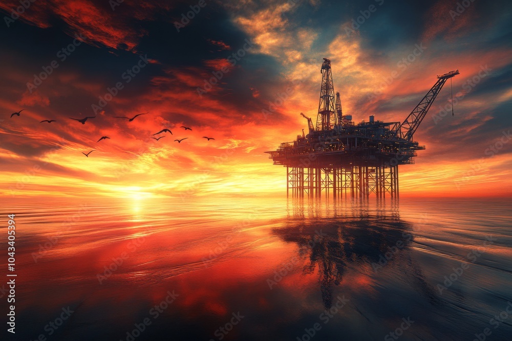 Offshore Oil Rig at Sunset Offshore Oil Rig at Sunset