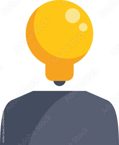 Businessman having a new idea, symbolized by a light bulb as his head, representing innovation and problem solving