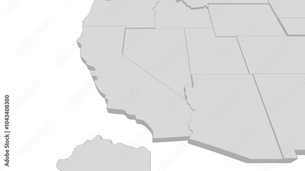 arizona State video animation. Animated USA map, gray map on a white ...