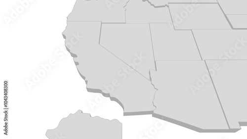 arizona State video animation. Animated USA map, gray map on a white background with red state in 3d style. Animation 4k motion video