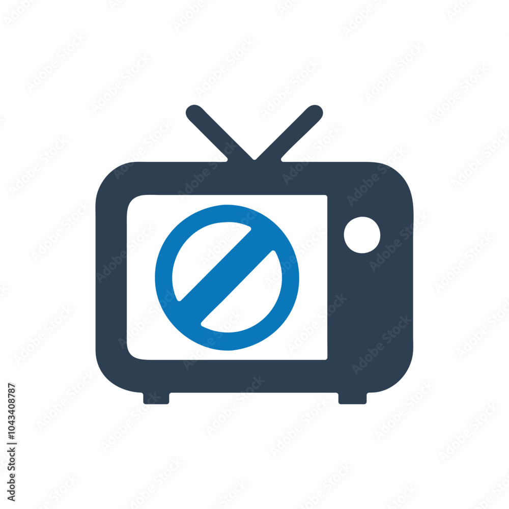 TV Ban Icon on white background TV Ban Icon on white background