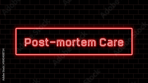 Post-mortem Care のネオン文字