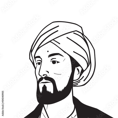 muslim illustration of Al-Jazari inventor, scientist, a skilled worker of handmade designs, and a mathematician
