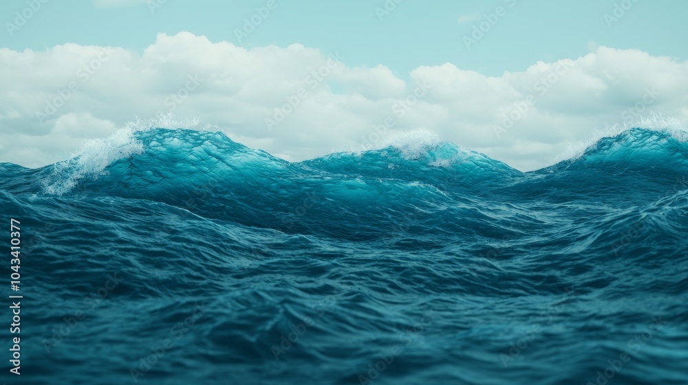 custom made wallpaper toronto digitalBlue Ocean Waves with White Clouds in Sky