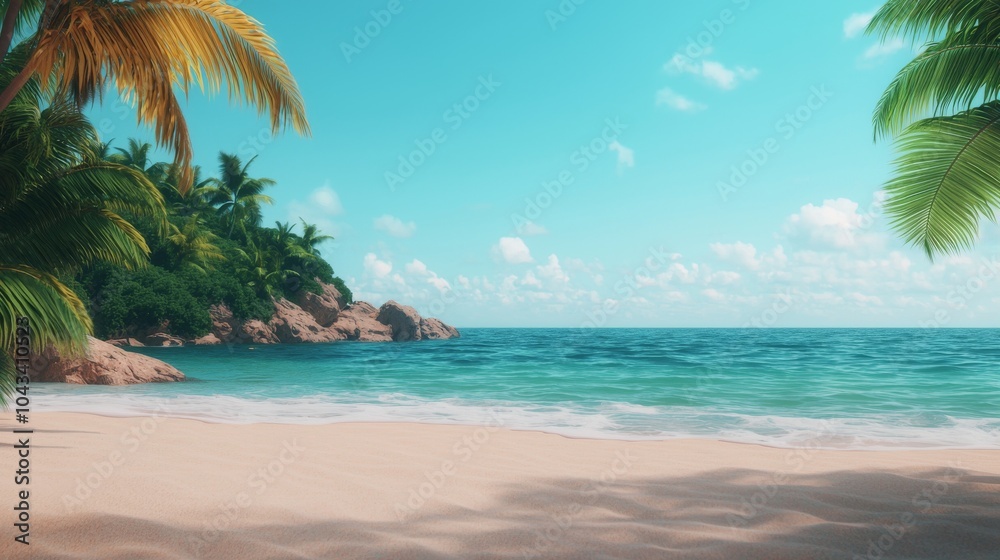 Tropical Beach Paradise with Palm Trees and Ocean Tropical Beach Paradise with Palm Trees and Ocean