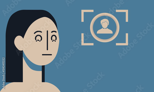 Computer vision technology vector illustration digital image recognition. 
Facial Recognition System concept.