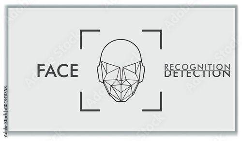 Face recognition icon, identity system recognize. Security digital scanner verification and identification.Biometric human analysis vector symbol. Machine learning systems, accurate facial recognition
