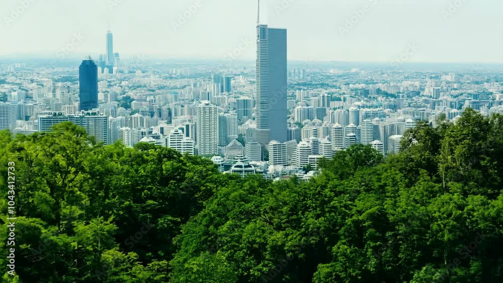 Urban Landscape with Skyscrapers and Green Trees Urban Landscape with Skyscrapers and Green Trees
