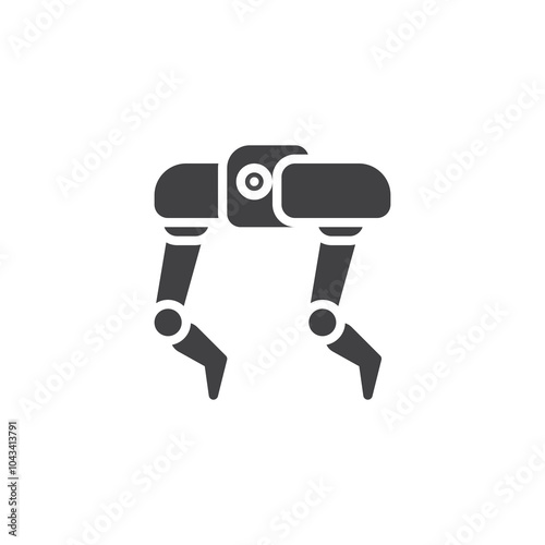 Two legged robot with scanner vector icon