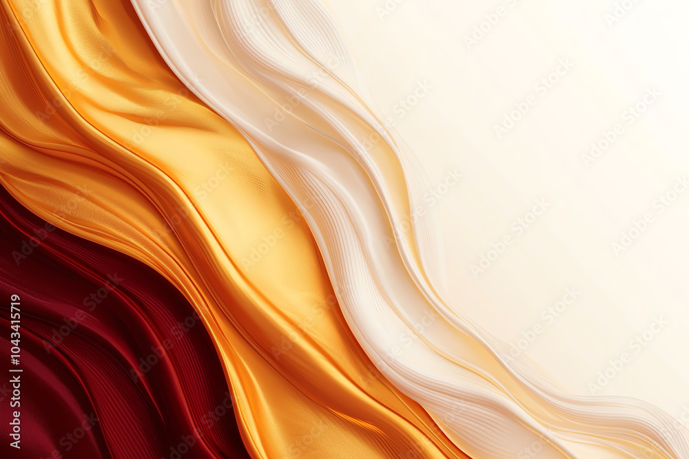 Elegant flowing textures in warm tones of red gold and white fabric patterns Elegant flowing textures in warm tones of red gold and white fabric patterns