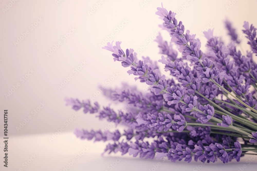Fototapeta premium Beautiful Lavender Bouquet on White Surface