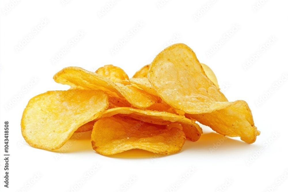 Crispy Potato Chips on White Background Crispy Potato Chips on White Background