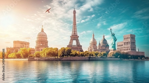 A travel feature layout showcasing exotic destinations around the world, with stunning photographs and brief descriptions of each location.