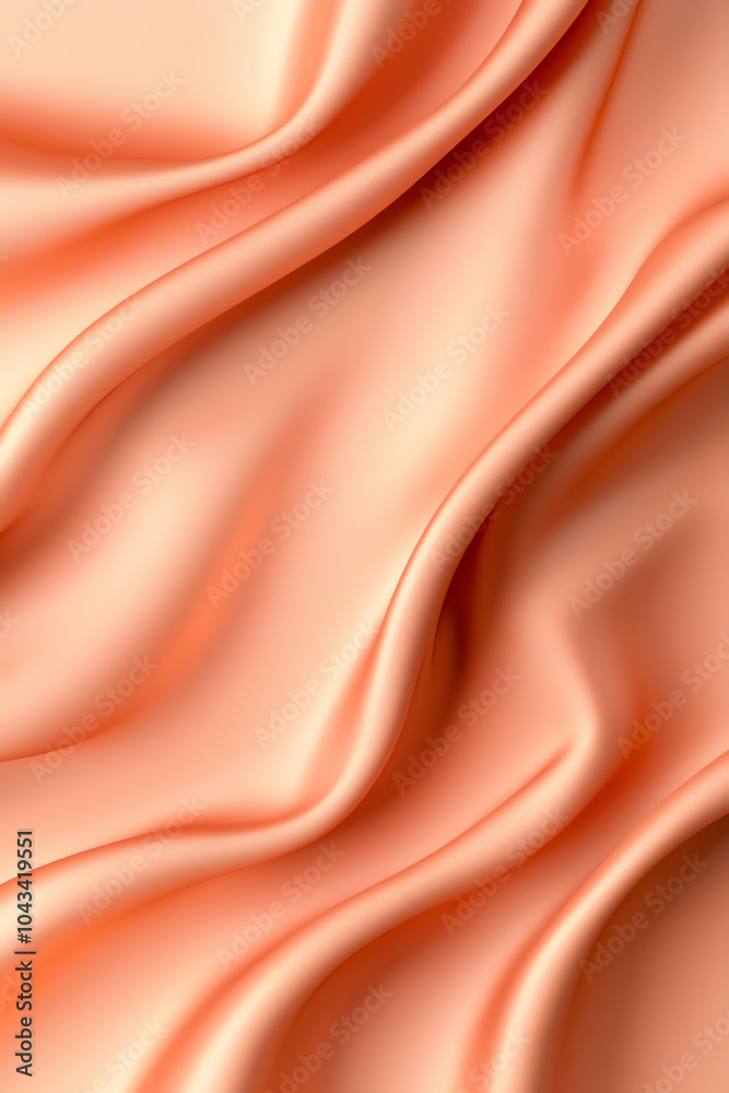 Fototapeta premium Elegant fabric texture smooth satin drapery in warm peach tones for design inspiration and creative projects