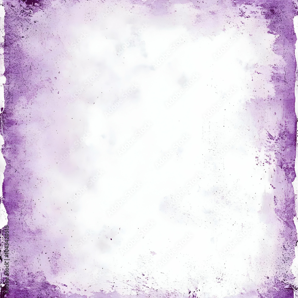 Abstract purple watercolor background with textured edges and a white center. Abstract purple watercolor background with textured edges and a white center.
