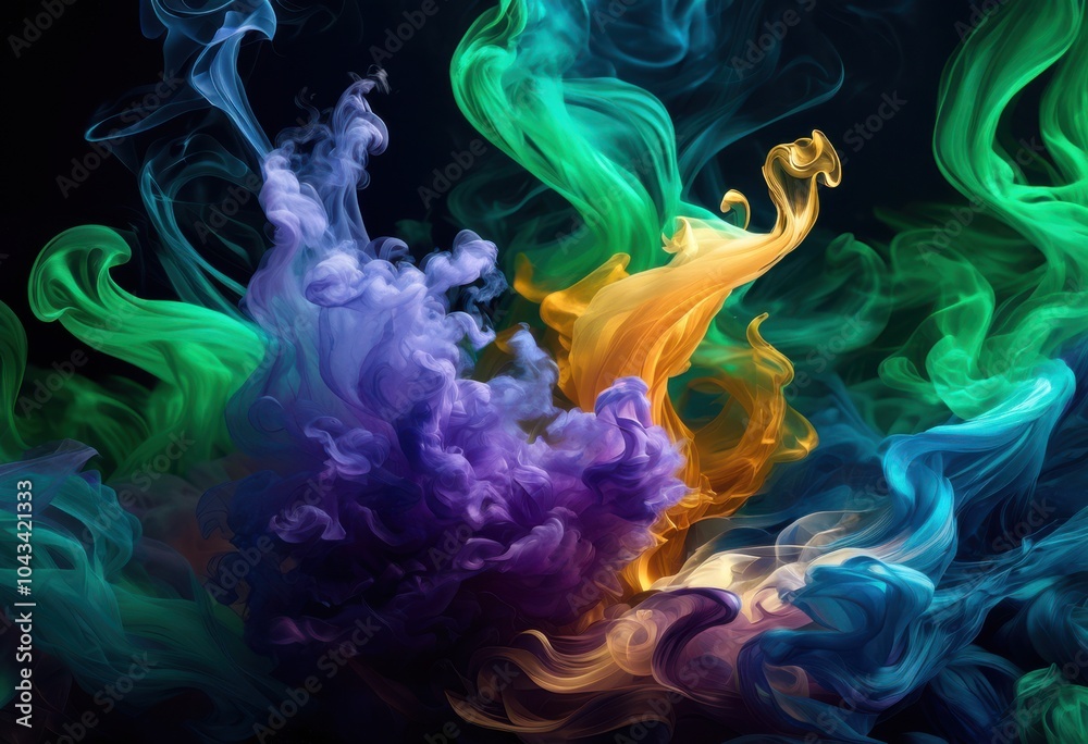 Fototapeta premium explosive swirls dynamic smoke textures dancing over radiant vivid backgrounds captivating visual impact, abstract, art, design, colorful, composition