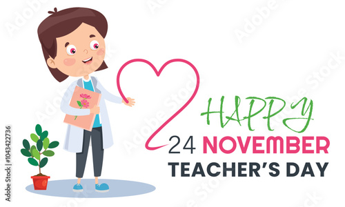 November 24 Happy teacher's day. Vector illustration. photo