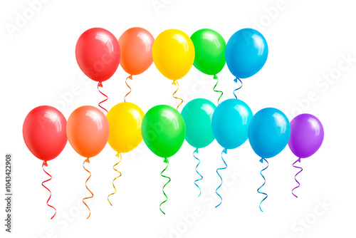 Bunte Luftballons vor weissem Hintergrund