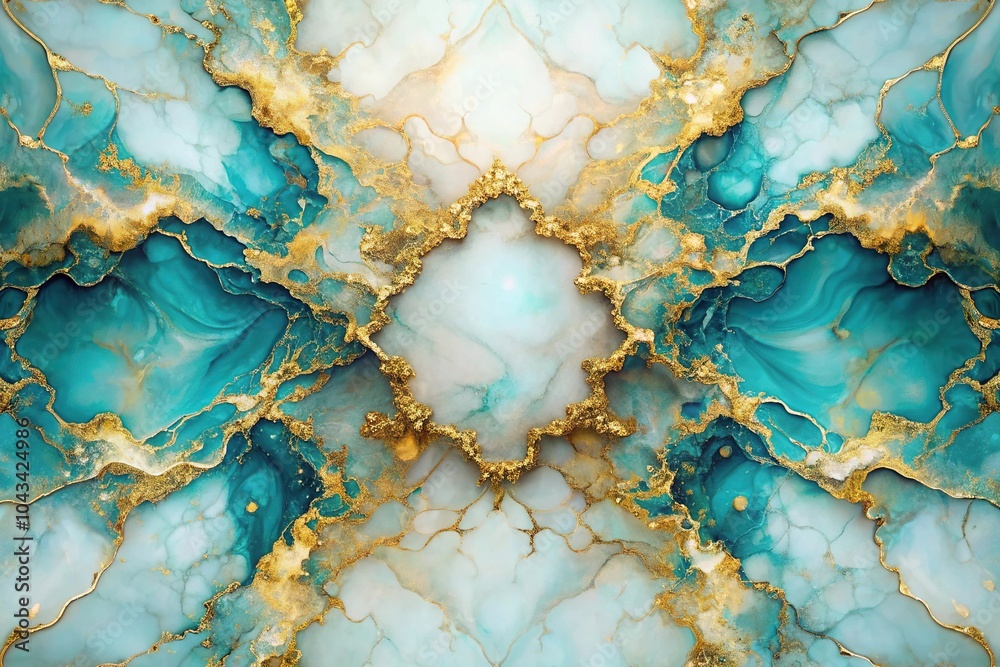alcohol ink abstract marble art with gold leaf foil and cloud like Symmetrical alcohol ink abstract marble art with gold leaf foil and cloud like Symmetrical