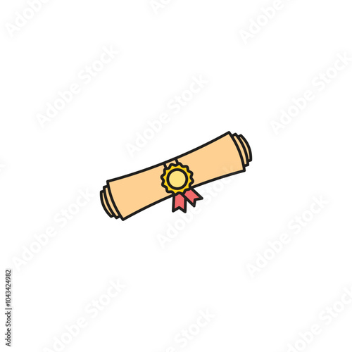 Diploma colored vector icon on white background