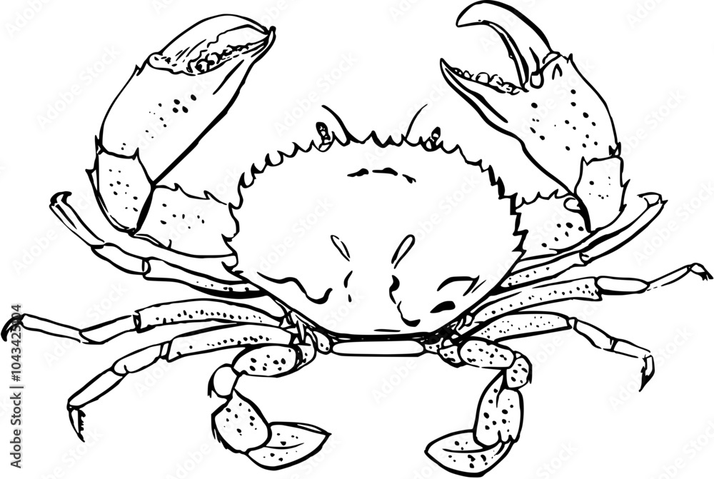 Obraz premium Seafood crab. Hand drawn vector illlustation on white background