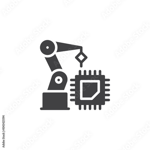Robotic arm and microchip vector icon