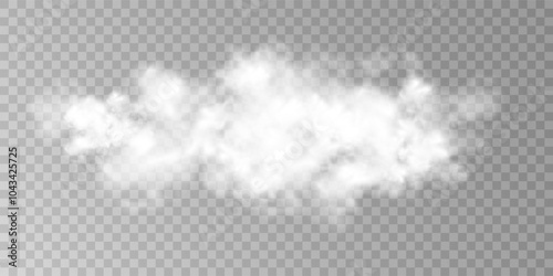 Fog or smoke isolated transparent special effect. White vector cloudiness, mist or smog background. Vector illustration	
