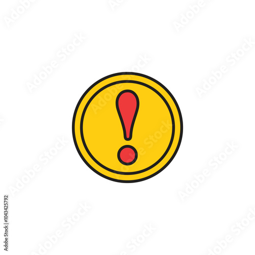 Exclamation button colored vector icon on white background