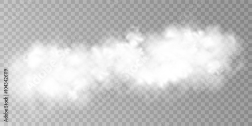 Fog or smoke isolated transparent special effect. White vector cloudiness, mist or smog background. Vector illustration	