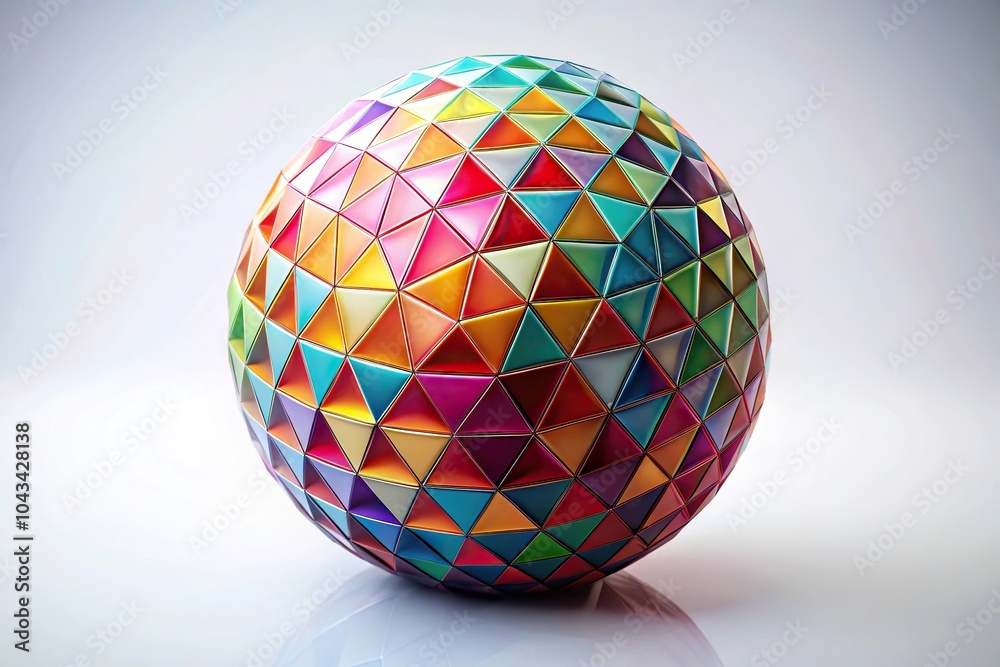 Obraz premium abstract geometric sphere with colorful textured and patterned triangular facet