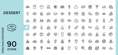 Dessert icons in linear style. Contains such icons as dessert, food, sweets, sweetly, vanilla and more. Simple icon for mobile and web apps. Editable stroke. Vector illustration.