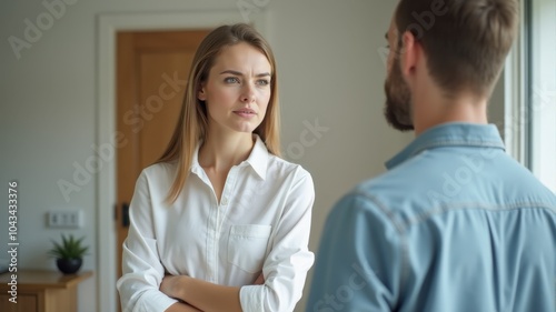 The couple discusses relationship issues.