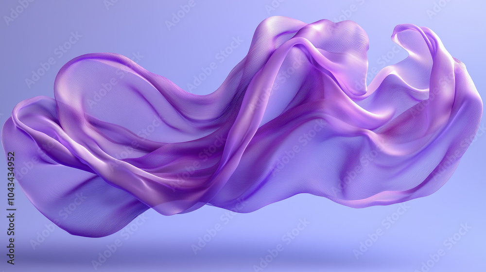Obraz premium Graceful Flow: Purple Fabric Floating Elegantly