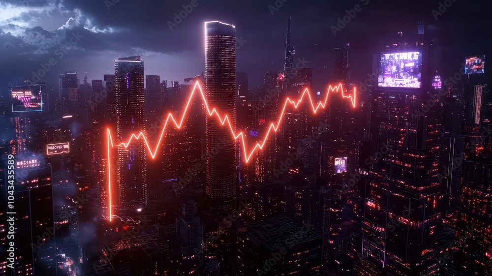 Fototapeta premium Glowing 3D Line Graph Illustrating Positive Financial Trends and Growth Potential in Business Analytics