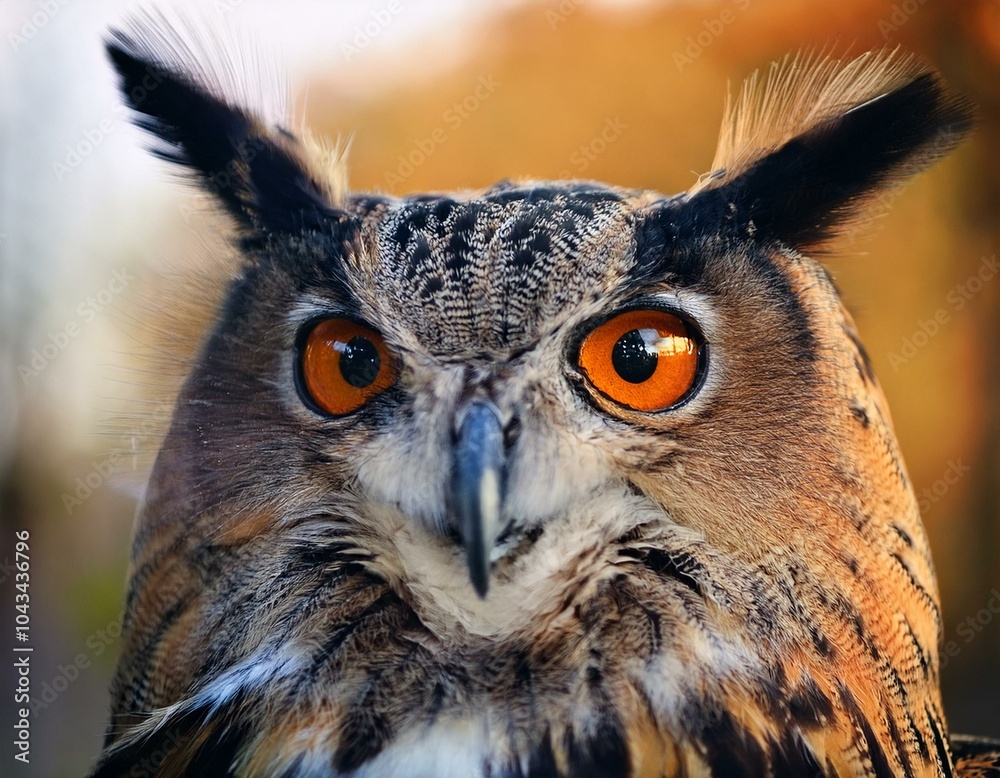 Fototapeta premium animal, eye, bird, vision, owl, night, binocular, nocturnal, prey, face, strigiformes, big, panoramic, yellow, wildlife, black, portrait, great, closeup, looking, wild, nature, white, beauty, feather,