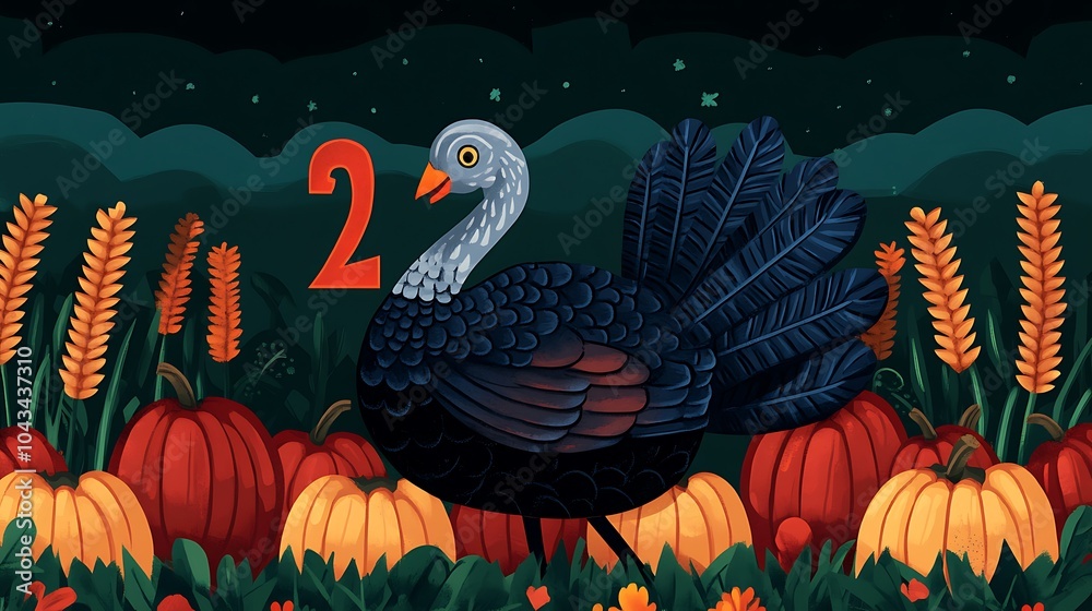 Naklejka premium Colorful Turkey Illustration for Seasonal Celebration