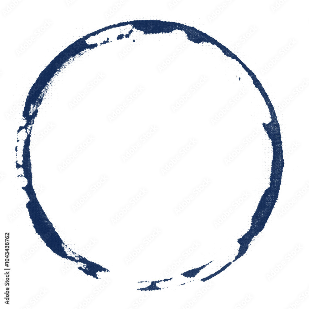 Blue circle frame png blue block print style Blue circle frame png blue block print style