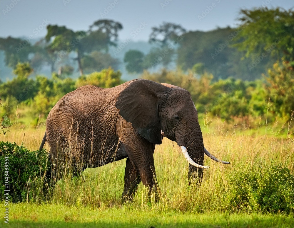 Fototapeta premium mock charging practice by an baby African Bush Elephant
