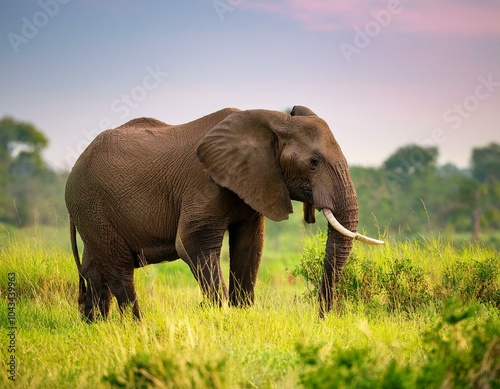 mock charging practice by an baby African Bush Elephant