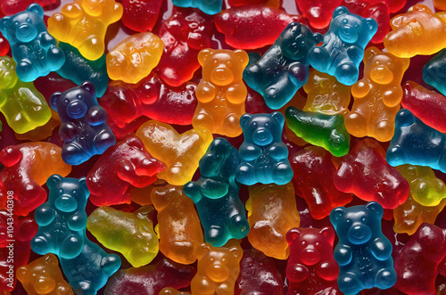close up of colorful candies gummy bears
