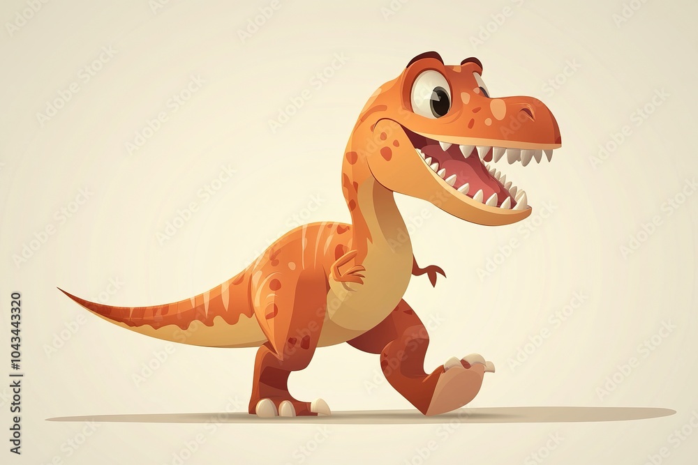 Cheerful Cartoon Dinosaur with Exaggerated Features in a Whimsical Pose Cheerful Cartoon Dinosaur with Exaggerated Features in a Whimsical Pose