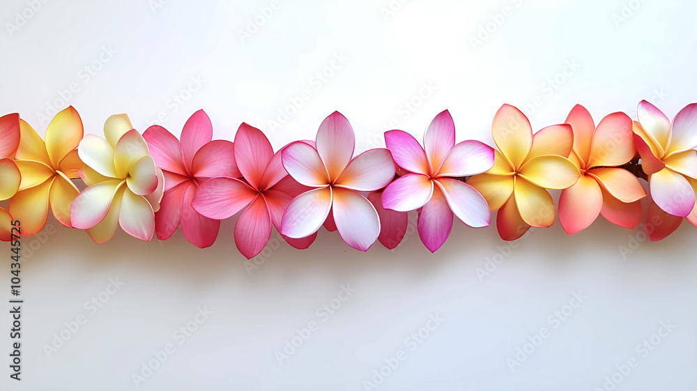 Frangipani flowers, Flower Lei isolated on White Background Frangipani flowers, Flower Lei isolated on White Background