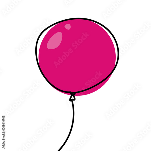 Dessin vectorielle d'un ballon de baudruche rose