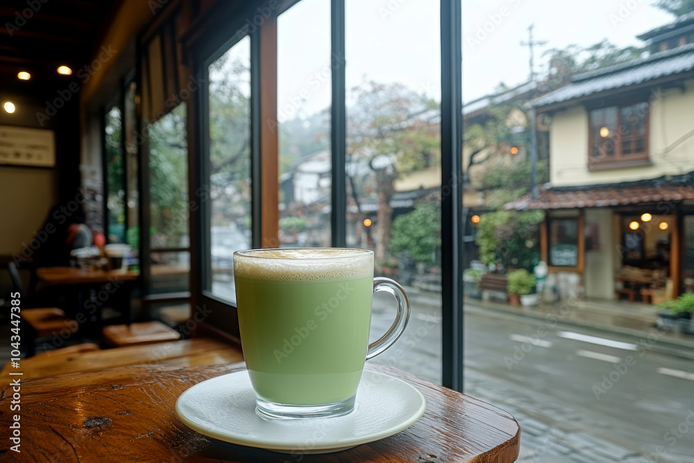 tasty Matcha Latte made from green tea. AI generative. tasty Matcha Latte made from green tea. AI generative.
