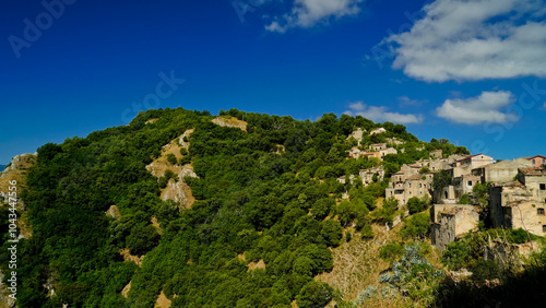 Romagnano Al Monte, i ruderi dell'antico borgo abbandonato dopo il terremoto del 1980, Salerno, Campania, Italia photo