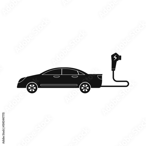 Electric Car Logo Design. Car Combined with Electric Plugs Icon Vector