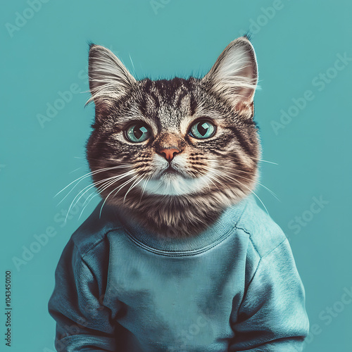 create, ultra, realistic, photo, cat, wearing, shirt, Talentless photo