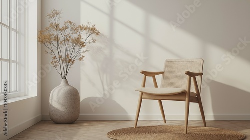 Minimalistic Interior with Natural Light and Plant
