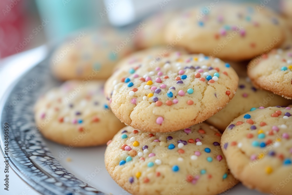 A close-up of cookies with colorful sprinkles A close-up of cookies with colorful sprinkles